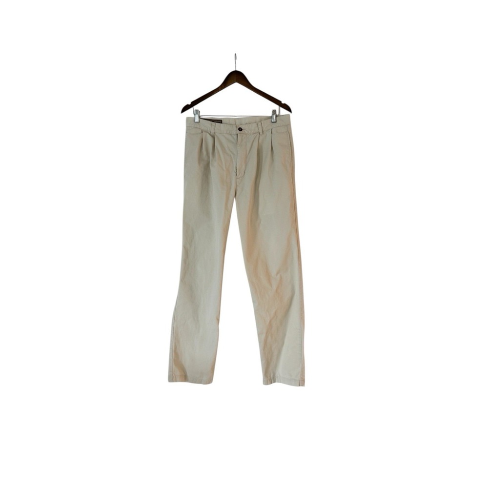 Cutter‎ & Buck Mens Pleated Khaki Pants Beige Cotton Chinos 34x34 Classic Fit